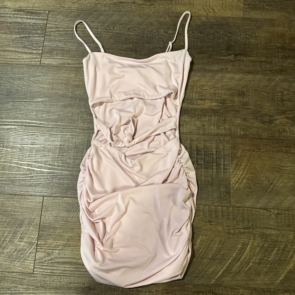 Lucy In The Sky Pink cut out tie mini dress.